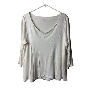 Pure J Jill White Supersoft 3/4 Sleeve Elliptical Tee Blouse